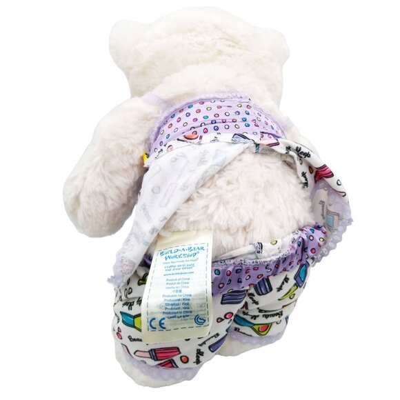 White Build a Bear Plush Beauty Sleep Pajamas 15 Inch Soft BBWS Stuffed Animal - Picture 11 of 15